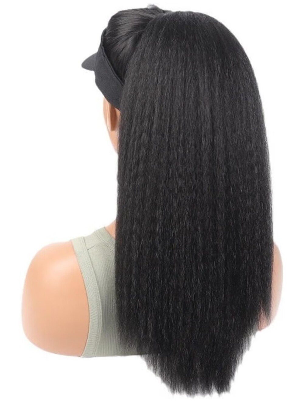 19.68 Inch Natural Black Kinky Straight Ponytail Extension